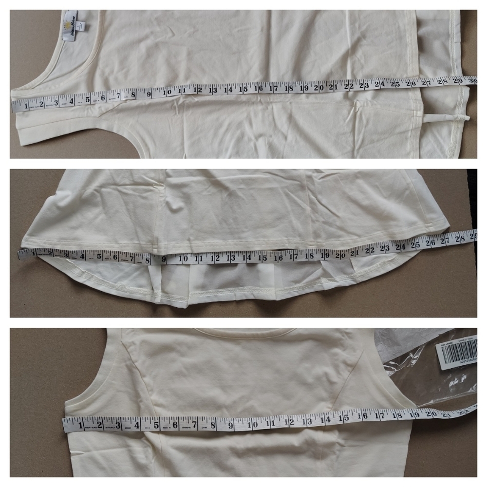 Kathleen Kirkwood‎ Swing Cami Sheer Georgette Back Peplum Pleated Tank Top Ivory - Picture 4 of 11